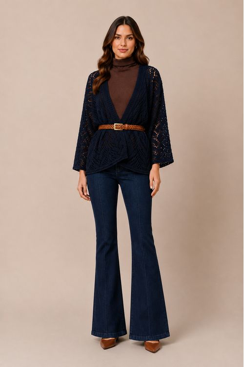 KIMONO TRICOT ABERTO MARINHO